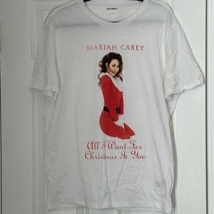 Mariah Carey All I Want For Christmas White T-Shirt Women's Large
